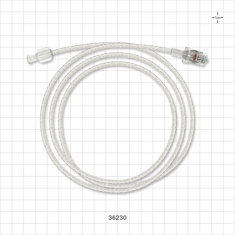 Bonded Braided High-Pressure Extension Line, Female Luer Lock to Rotating Male Luer Lock - 0.071 inch ID x 0.144 inch OD (1.8 mm x 3.7 mm); 48 inch (1219 mm); 1200 psi - 36230