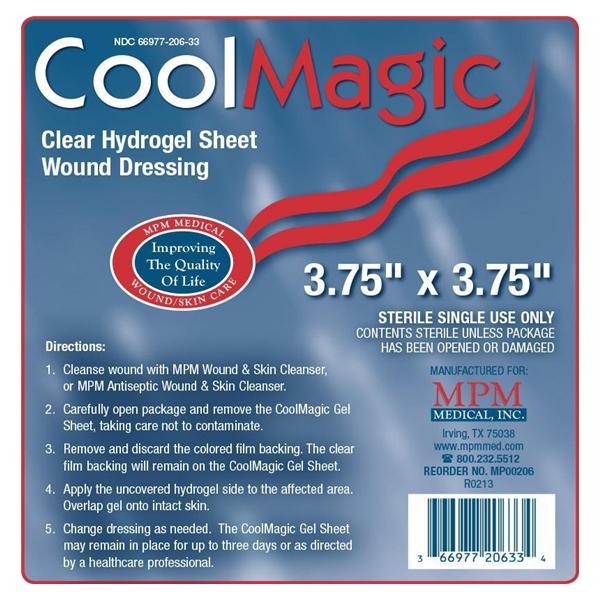 MPM Medical CoolMagic Hydrogel Hydrogel Dressing 3-3/4x3-3/4" Sterile Clear LF  - MP00206