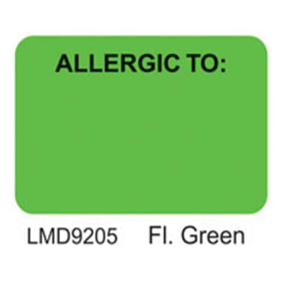 Office Supplies & Practice Mkt Label Chart Allergic Green 1"x1.5" 500/Roll - LDNADL19205
