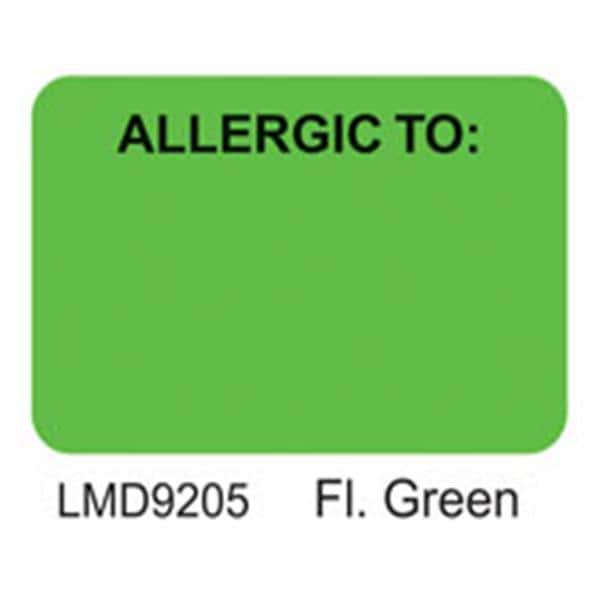 Office Supplies & Practice Mkt Label Chart Allergic Green 1"x1.5" 500/Roll - LDNADL19205