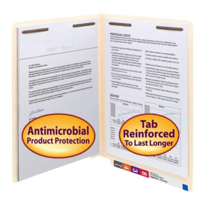 S&W Manufacturing a Smead Co Smead Antimicrobial End Tab Folder Fasteners 1 & 3 50/Box - 34116