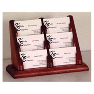 Wooden Mallet Business Card Holder 6 Pockets Mahogany Wood 9 1/2 in x 5 3/4 in x 4 3/8 in Each - BCC2-6MH