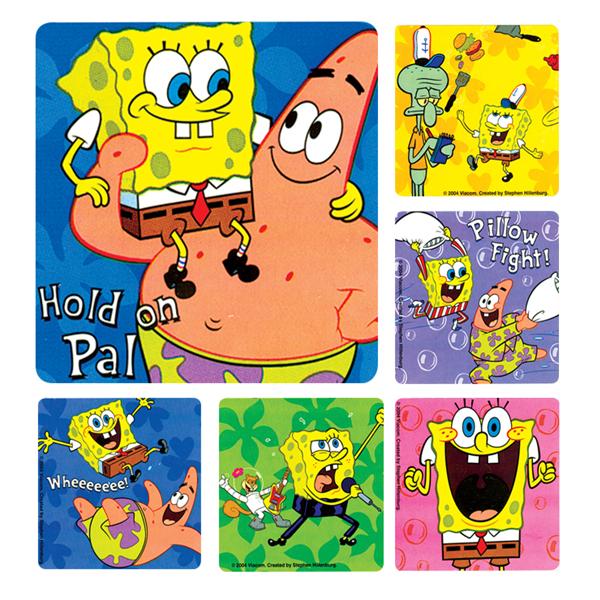 Office Supplies & Practice Mkt Stickers 2.5 in x 2.5 in Spongebob 2 Assorted 100/Rl - PS269