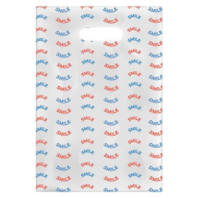 Office Supplies & Practice Mkt Scatter Print Bags Smile 2 Sided Print Clear 7 in x 10 in 100/Box - 98A