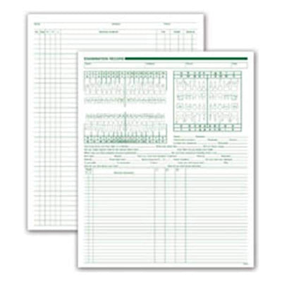 Office Supplies & Practice Mkt Exam / Account Record Dental Charts 2-Sided 8.5 in x 11 in White Green Ink 250/Package - 552