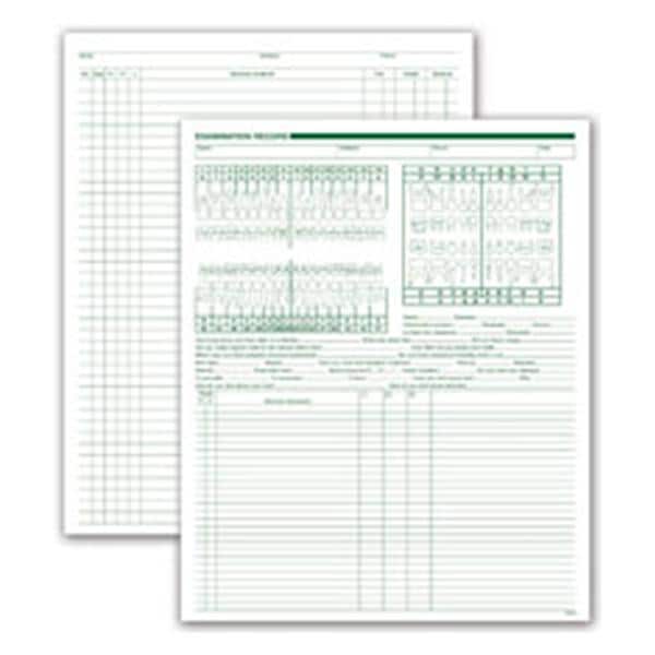 Office Supplies & Practice Mkt Exam / Account Record Dental Charts 2-Sided 8.5 in x 11 in White Green Ink 250/Package - 552