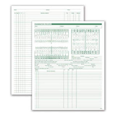 Office Supplies & Practice Mkt Exam / Account Record Dental Charts 2-Sided 8.5 in x 11 in White Green Ink 250/Package - 552