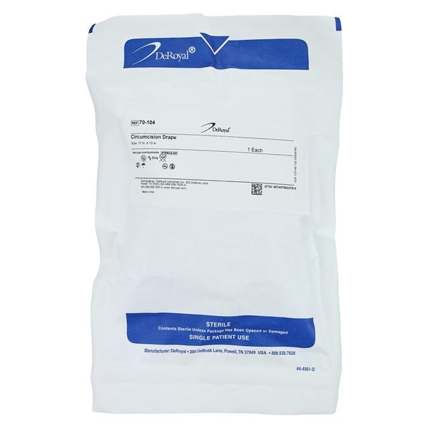 Deroyal Industries Inc 17x13" Sterile Circumcision Drape Center-Cut Fenestrated, 40 EA/CA - 70-104