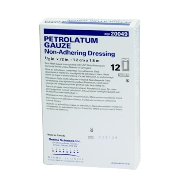 Gentell, Inc. Petrolatum Gauze Dressing 1/2x72" Sterile White LF, 6 BX/CA - DKC20049