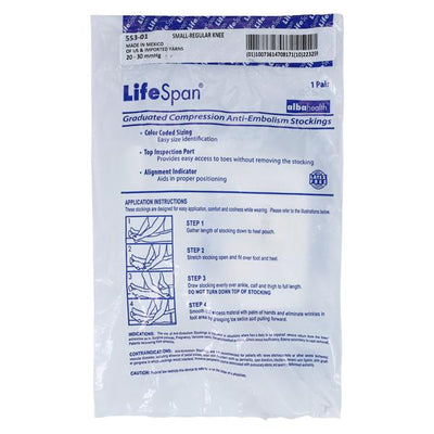 Albahealth, Llc. Lifespan Anti-Embolism Stocking Knee High Small Unisex 14-16" White, 12 PK/CA - 553-01