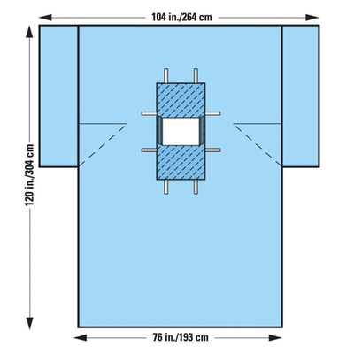 O & M Halyard -104x76x120" Sterile Laparotomy/Cholecystectomy Drape 12x13" Fenestrated 89229