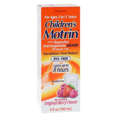 J&J Sales & Logistics Co Motrin Children NSAID Suspension 100mg/5mL Berry Dye-Free 4oz/Bottle, 36 BT/CA - 018403