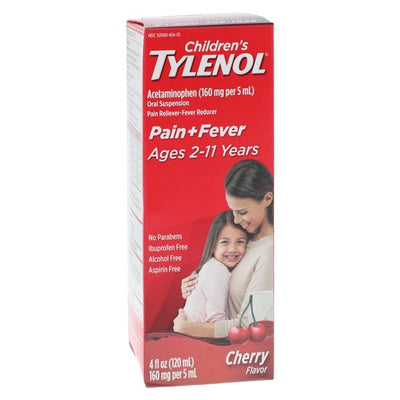 Johnson & Johnson Consumer Tylenol Children Pain Reliever Suspension 160mg/5mL Cherry Blast 4oz/Bottle, 36 BT/CA - 301230700