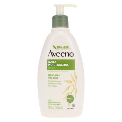 J&J Sales & Logistics Co Aveeno Daily Moisturizing Lotion Dimethicone Fragrance Free Body 12oz/Bottle, 12 BT/CA - 100360000