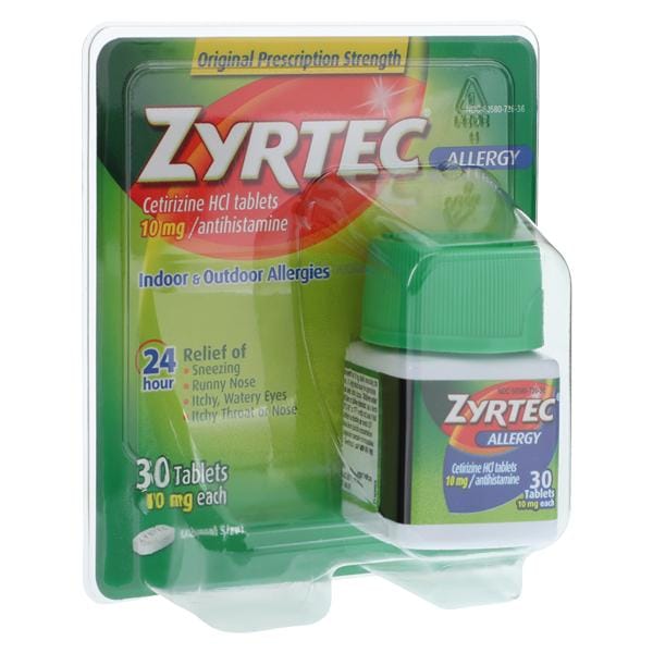 J&J Sales & Logistics Co Zyrtec OTC Allergy Oral Tablets 10mg 30/Bottle, 24 BT/CA - 032043600