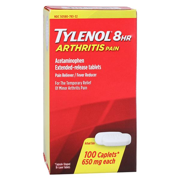 J&J Sales & Logistics Co Tylenol 8Hr Arthritis Pain Fever Reducer Caplets 650mg 100/Bottle, 48 BT/CA - 308381900
