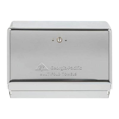 Georgia Pacific -Space Saver PRO SERIES Manual Towel Dispenser Chrome Steel 275 Multifold Wall Mount Covered Key-Lock Design Each 54720