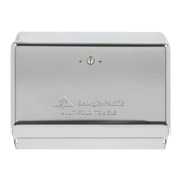 Georgia Pacific -Space Saver PRO SERIES Manual Towel Dispenser Chrome Steel 275 Multifold Wall Mount Covered Key-Lock Design Each 54720