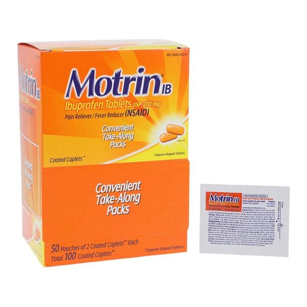 J&J Sales & Logistics Co Motrin IB NSAID Tablets 200mg 50x2/Box, 12 BX/CA - 304815200