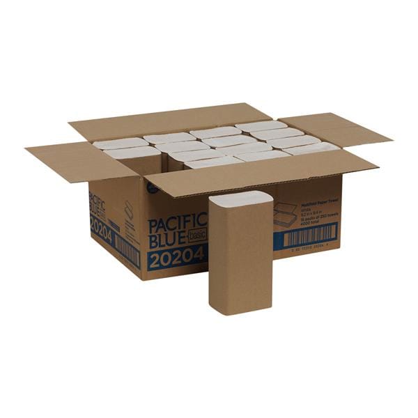 Georgia Pacific -Pacific Blue Basic Hand Towel Multifold Disposable Paper 1 Ply 9.2 in x 9.4 in White 16Pk/Case 20204