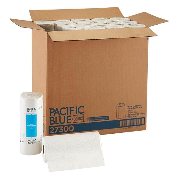 Georgia Pacific -Pacific Blue Select Perforated Towel Roll Disposable Paper 2 Ply Latex Free 11 in x 8.8 in White Individually Wrapped 30/Case 27300