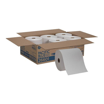 Georgia Pacific -Pacific Blue Basic Paper Towel Roll Disposable Recycled 1 Ply 7.875 in x 800 in White 6/Case 26601