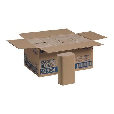 Georgia Pacific -Pacific Blue Basic Multifold Towel Multifold Disposable 50% Recycled Fiber 1 Ply 9.2 in x 9.4 in Brown 16Pk/Case 23304