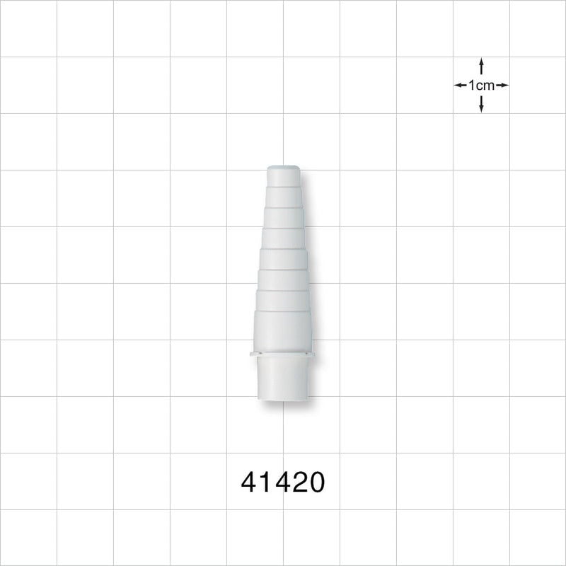 Straight Connector, Tubing Port, Stepped, Natural - 0.256 inch ID/0.354 inch OD x 0.24 inch - 0.406 inch OD (6.5 mm/9 mm x 6.1 mm - 10.3 mm) - 41420