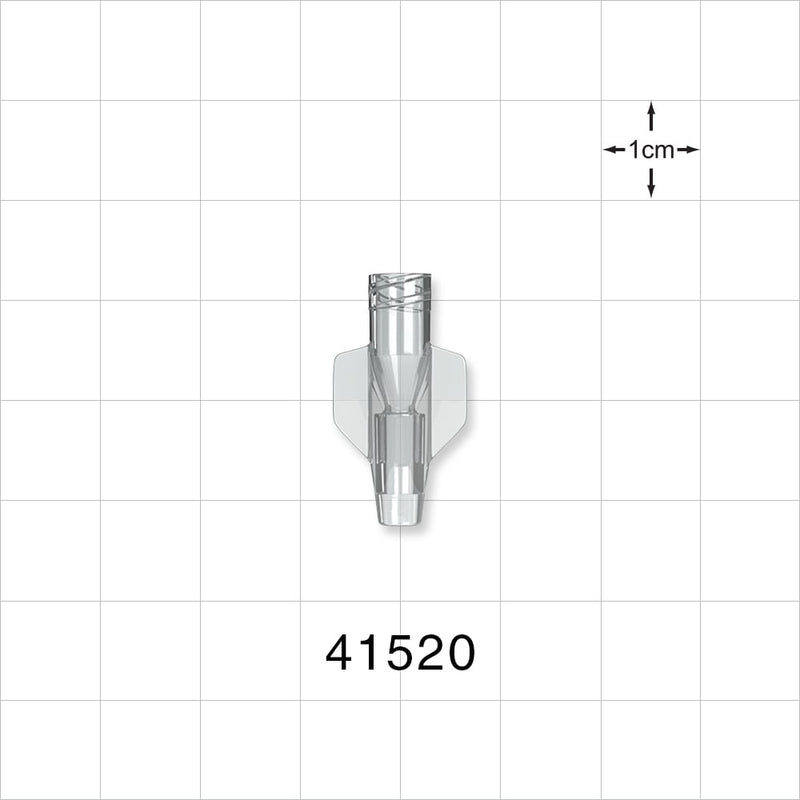 Female Luer Lock, Tubing Port, Clear - 6 FR (0.079 inches, 2.01 mm) - 41520