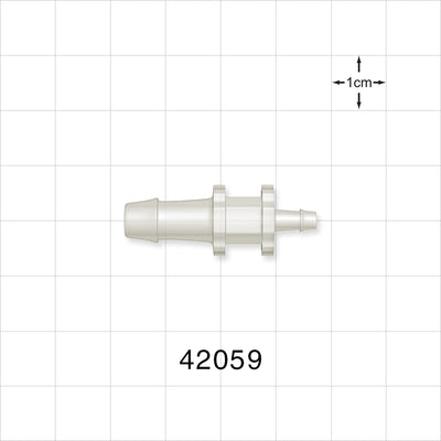 Straight Connector, Reducer, Barbed, Natural - Fits 1/4 inch x 1/8 inch ID Tubing (0.25 inch x 0.125 inch, 6.35 mm x 3.18 mm) - 42059