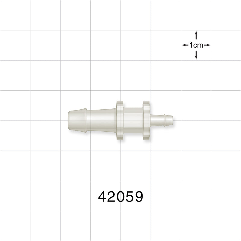 Straight Connector, Reducer, Barbed, Natural - Fits 1/4 inch x 1/8 inch ID Tubing (0.25 inch x 0.125 inch, 6.35 mm x 3.18 mm) - 42059