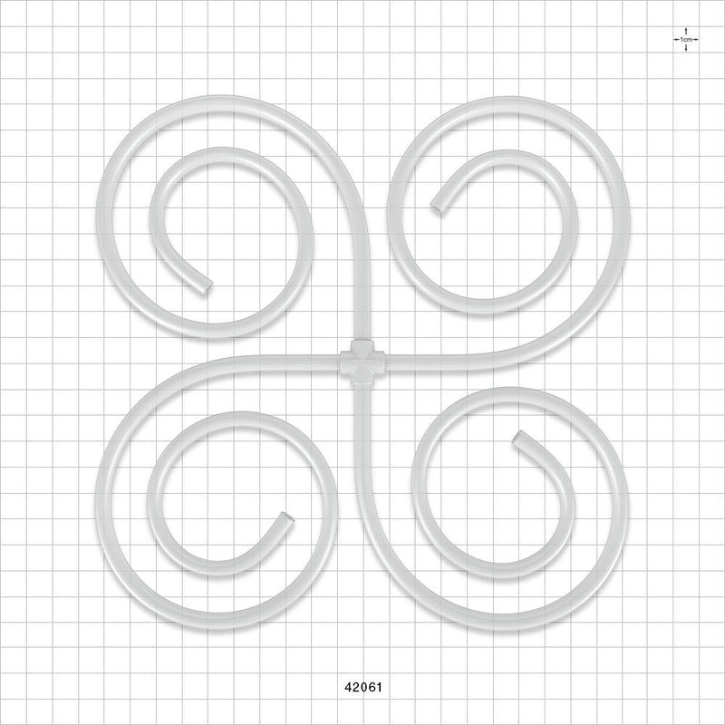 Molded Cross Component, Liveo™ Pharma-50 Tubing - All Sides: 50A Durometer; 1/8 inch ID x 1/4 inch OD (0.125 inch x 0.25 inch, 3.18 mm x 6.35 mm) x 18 inch length (457.2 mm) - 42061