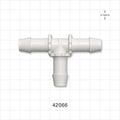 T Connector, Barbed, Natural - Fits 1/2 inch ID Tubing (0.5 inch, 12.7 mm) - 42066