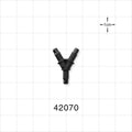 Y Connector, Barbed, Black - Fits 1/8 inch ID Tubing (0.125 inch, 3.18 mm) - 42070