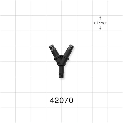 Y Connector, Barbed, Black - Fits 1/8 inch ID Tubing (0.125 inch, 3.18 mm) - 42070