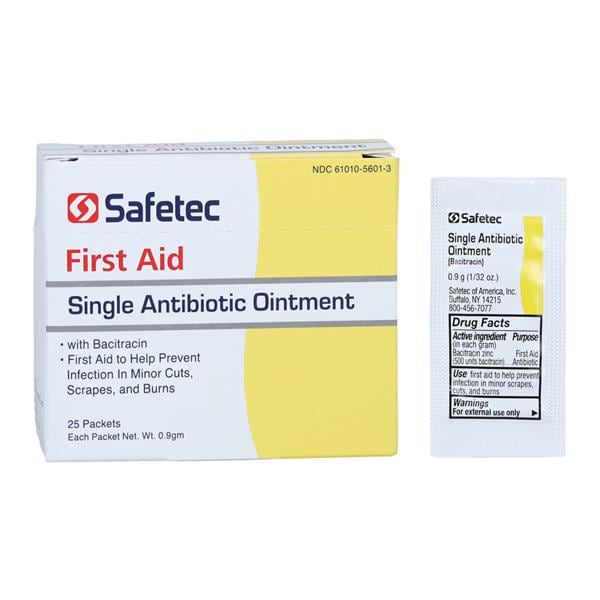 Safetec Of America Inc Single Antibiotic Single Antibiotic Ointment 0.9gm 25/Box, 36 BX/CA — 53305
