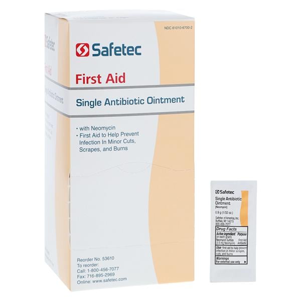 Safetec Of America Inc Neomycin Single Antibiotic Topical Ointment 0.9gm 144/Box, 12 BX/CA - SOA 53610