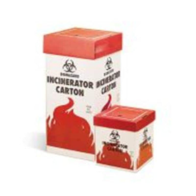 Bel-Art Products -Biohazard Incinerator Carton 12x12x27" Red/White Flap Opening Corrugated Cardboard Symbol Non-Sterile Disposable 6/Package F132050001