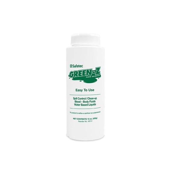Safetec Of America Inc -Green-Z Spill Control Solidifier 15oz White Shaker Top Bottle Non-Sterile Absorbent Polymer 12/Case 42012