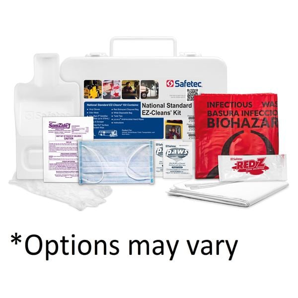 Safetec Of America Inc -EZ-Cleans Biohazard Spill Kit 8-10gal White Non-Sterile Plastic With Gloves/Red Z Solidifier/Scoop/Germicidal Wipe/Trash Bag Each SOA 25005
