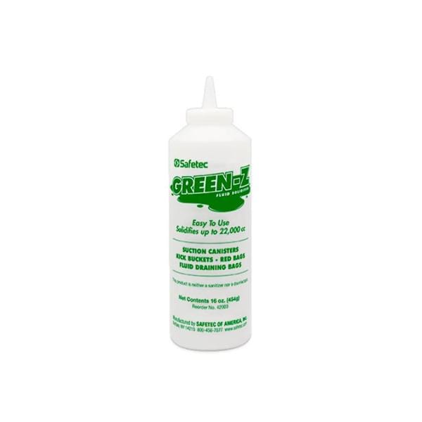 Safetec Of America Inc -Green-Z Spill Control Solidifier 16oz White <22000cc Needle Nose Top Bottle Non-Sterile Absorbent Polymer 12/Case SOA 42003