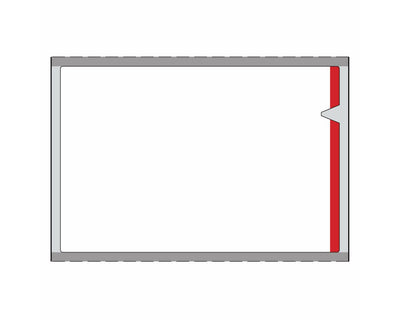 PDC V-Notch® Label Direct Thermal Paper Permanent 3/4" Core 1-7/8" x 1-1/4" White with Red 300 per Roll, 10 Rolls per Box | 430078-RED