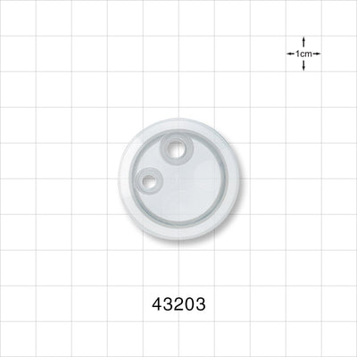 Drip Chamber Cover, Two Ports - Fits 1.18 inch Diameter Chamber (30 mm); 1 Port 0.264 inch – 0.25 inch ID (6.7 mm – 6.35 mm); 1 Port 0.209 inch – 0.197 inch ID (5.3 mm - 5 mm) - 43203