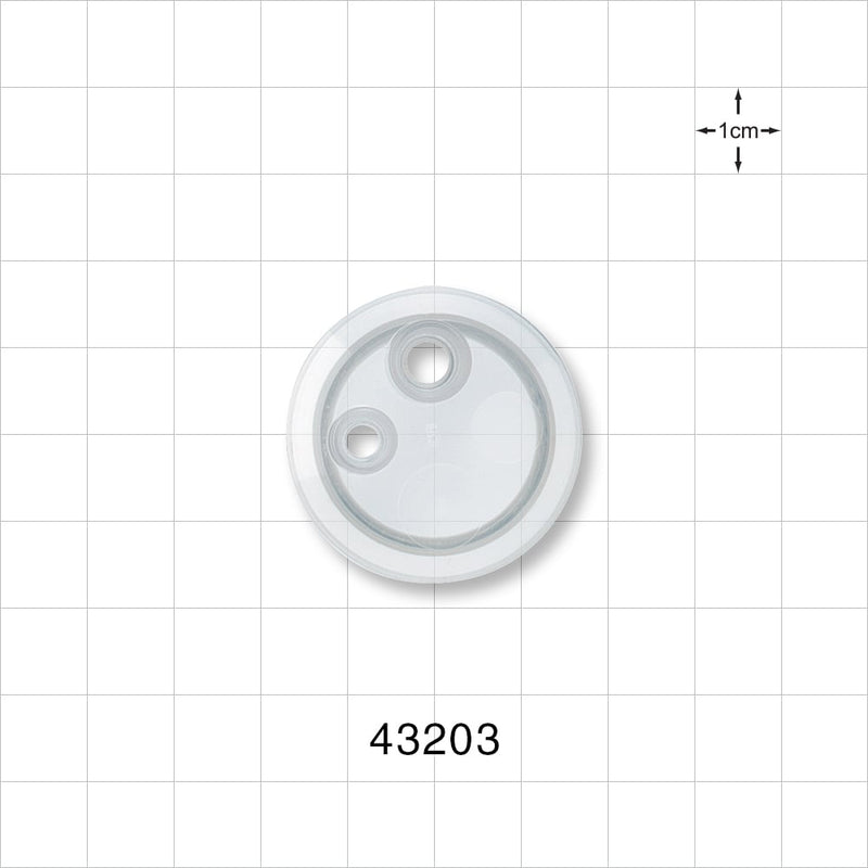 Drip Chamber Cover, Two Ports - Fits 1.18 inch Diameter Chamber (30 mm); 1 Port 0.264 inch – 0.25 inch ID (6.7 mm – 6.35 mm); 1 Port 0.209 inch – 0.197 inch ID (5.3 mm - 5 mm) - 43203