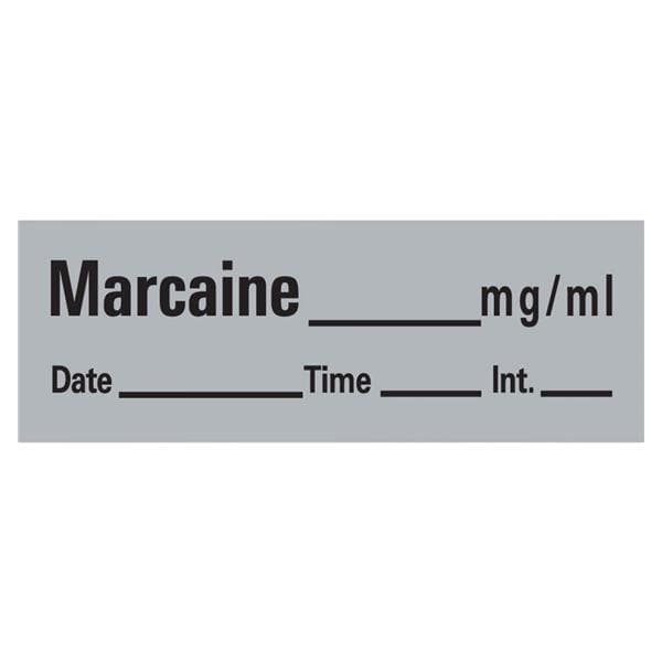 Precision Dynamics Corp. Anesthesia Label Marcaine mg/ml Gray 1/2x500" 333/Rl - AN-64