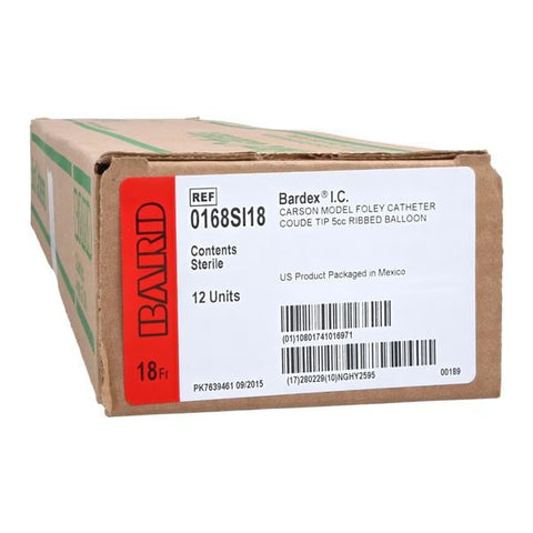 Bard Medical Division Bardex 2-Way Foley Catheter Medium Coude Olive Tip Hydrgl Ct Ltx 18Fr 5cc - 0168SI18