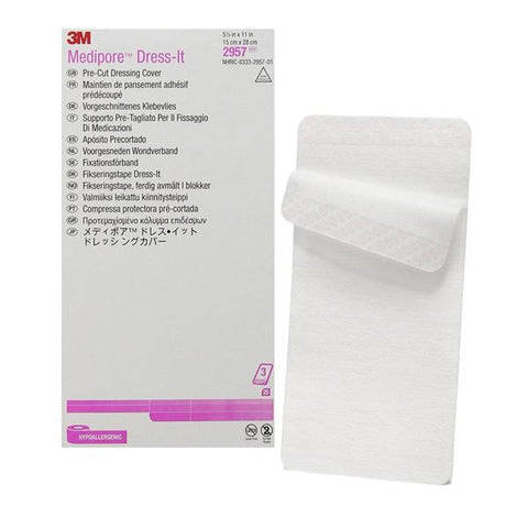 3M Medical Products Medipore Dress-It Soft Cloth Cover Dressing 5-7/8x11" Non-Sterile Adhs NAdhr LF - 2957