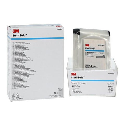 3M Medical Products Steri-Strip Skin Closure Strip Non-Woven Rayon Backed 1/2x2" White 50/Bx, 4 BX/CA - R1549