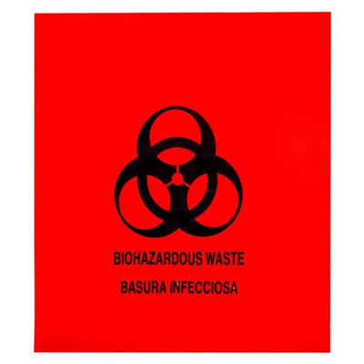 Medegen Medical Products, LLC -Biohazard Bag 12x15" Red/Black Zipper Closure LLDPE Film Symbol Non-Sterile 100/Pack 5 Packs 500/Case MAI4921