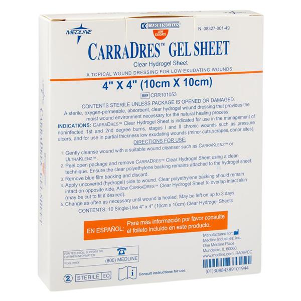 Medline Industries Inc Hydrogel Wound Dressing 4x4" Sheet Clear - CRR101053